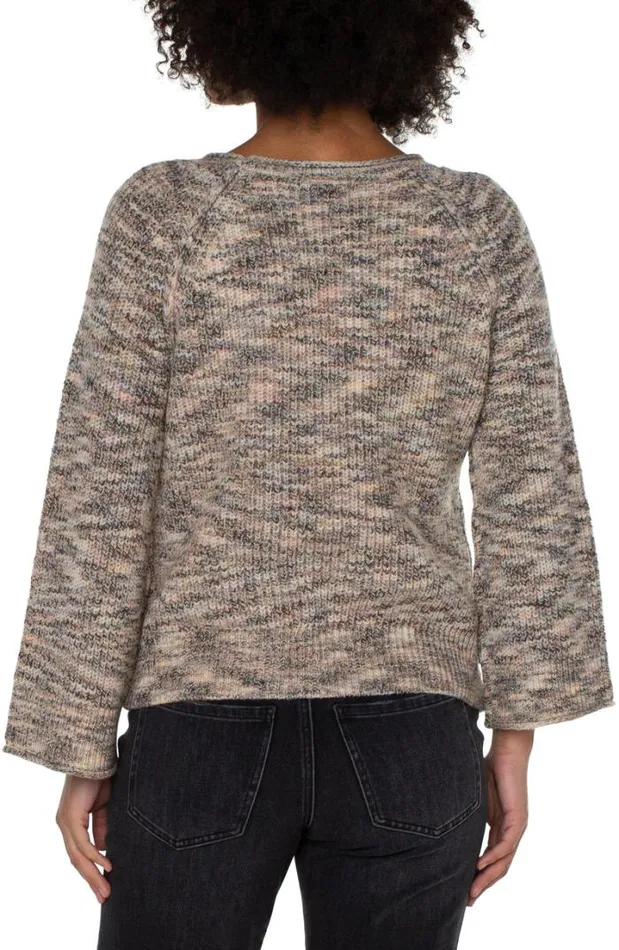 SWEATERS Women Liverpool Los Angeles CREW NECK SWEATER WITH WIDE SLEEVE Sunset Spacedye