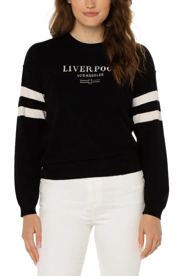 SWEATERS Women Liverpool Los Angeles LIVERPOOL LOGO SWEATER Black White