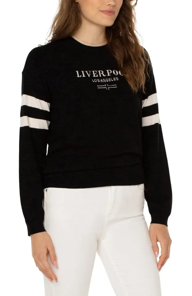 SWEATERS Women Liverpool Los Angeles LIVERPOOL LOGO SWEATER Black White