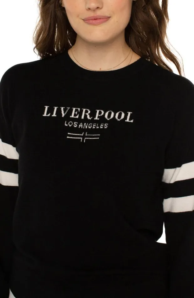 SWEATERS Women Liverpool Los Angeles LIVERPOOL LOGO SWEATER Black White