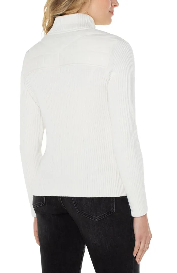 SWEATERS Women Liverpool Los Angeles QUILTED FULL ZIP SWEATER Porcelain