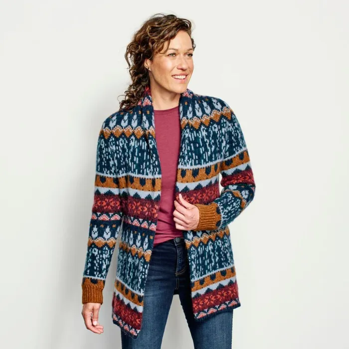 Sweaters Women Orvis Aprs Quest Cardigan Blue Moon Multi