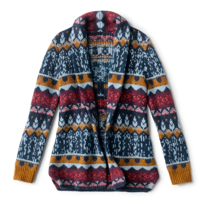 Sweaters Women Orvis Aprs Quest Cardigan Blue Moon Multi