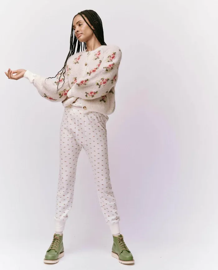 Sweaters Women The Great The Carousel Cardigan White Heirloom Rose Sweaters Women The Great The Carousel Cardigan White Heirloom Rose
