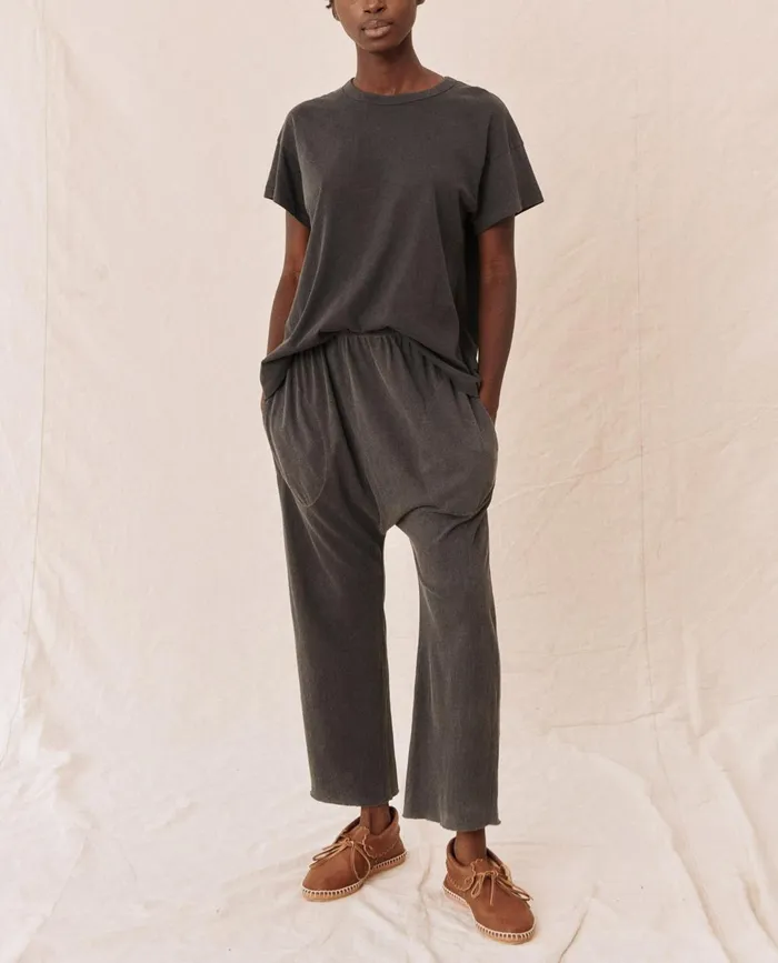 Sweatpants Women The Great The Jersey Crop Washed Black