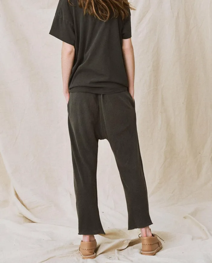 Sweatpants Women The Great The Jersey Crop Washed Black Sweatpants Women The Great The Jersey Crop Washed Black