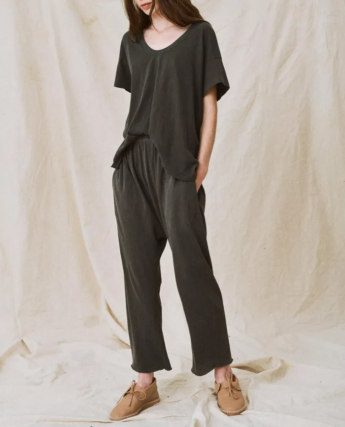 Sweatpants Women The Great The Jersey Crop Washed Black Sweatpants Women The Great The Jersey Crop Washed Black