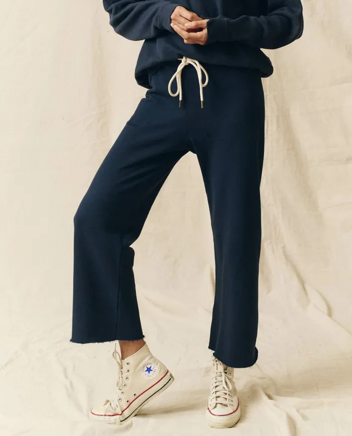 Sweatpants Women The Great The Wide Leg Cropped Sweatpant True Navy Sweatpants Women The Great The Wide Leg Cropped Sweatpant True Navy