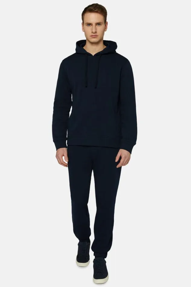 Sweatshirts And Joggers Men Boggi Milano Cotton Mixed Hoodie Sweater Navy Blue