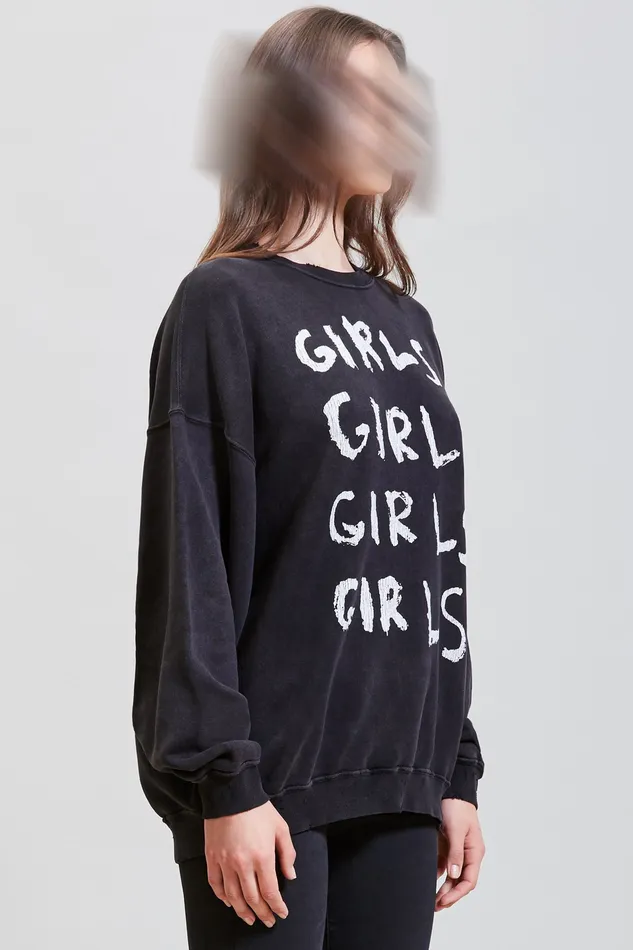 Sweatshirts R13 Women Girls Girls Oversized Crewneck 8211 Acid Black