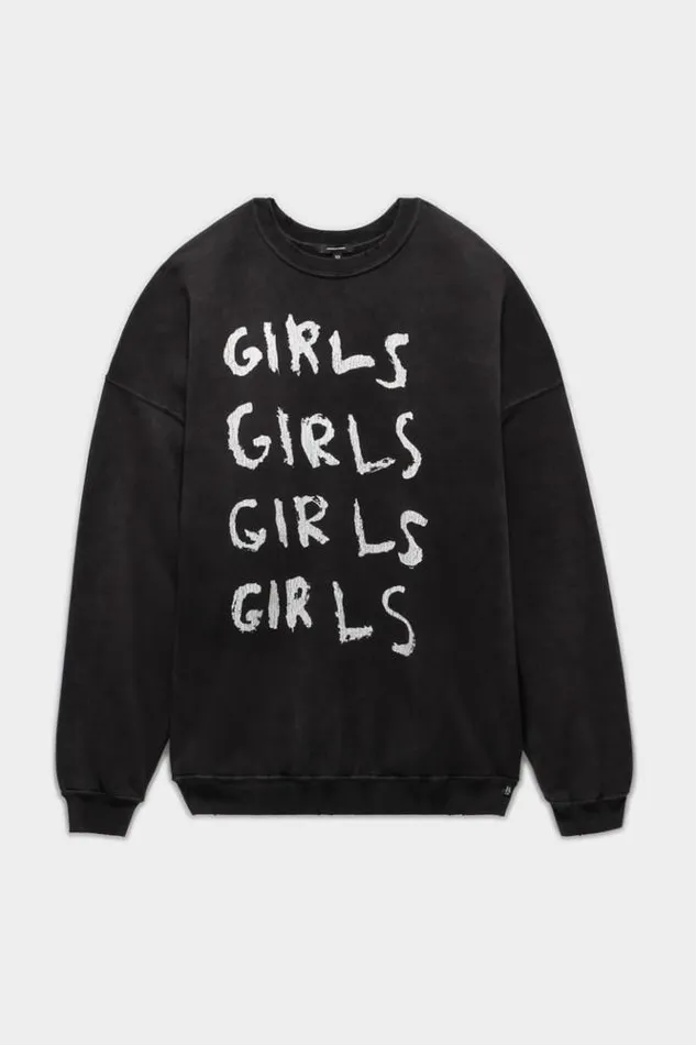 Sweatshirts R13 Women Girls Girls Oversized Crewneck 8211 Acid Black