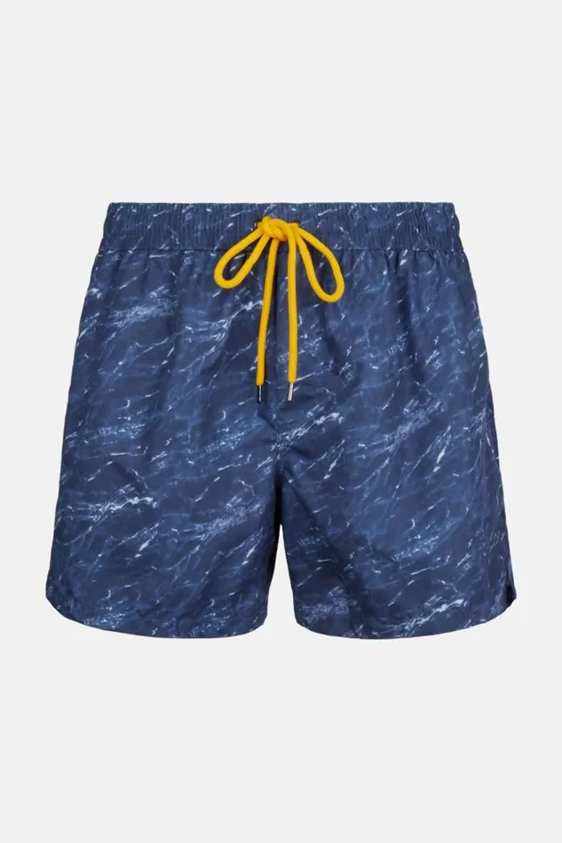 Swim Shorts Men Boggi Milano Swimsuit With Marble Effect Print Navy Blue