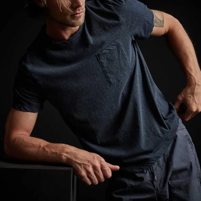 TShirts Men James Perse High Twist Recycled Jersey Pocket Tee Heather Navy