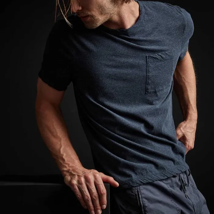 TShirts Men James Perse High Twist Recycled Jersey Pocket Tee Heather Navy