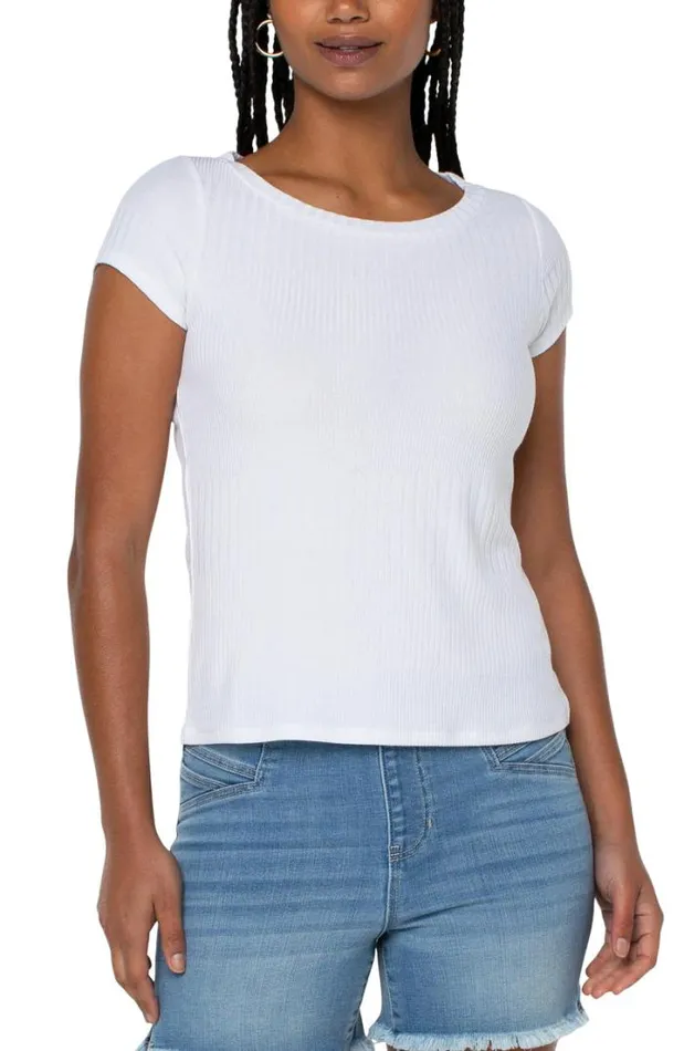 TSHIRTS Women Liverpool Los Angeles CAP SLEEVE BOAT NECK BABY TEE Cream