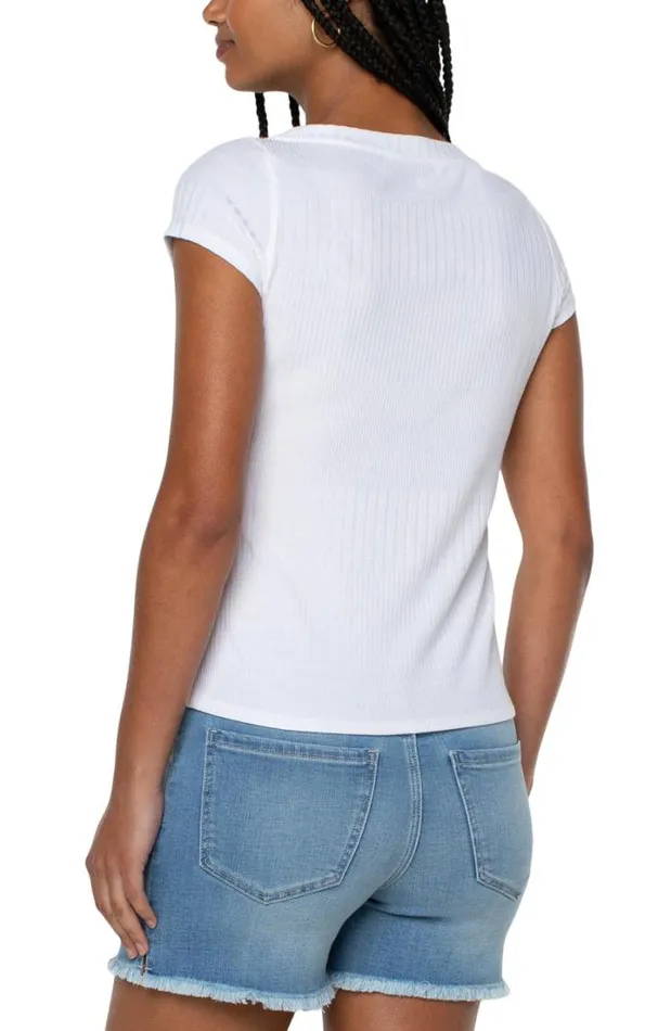 TSHIRTS Women Liverpool Los Angeles CAP SLEEVE BOAT NECK BABY TEE Cream