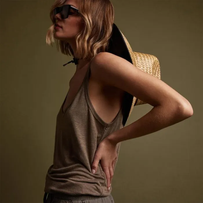 Tanks Women James Perse Linen Jersey Tank Old Gold