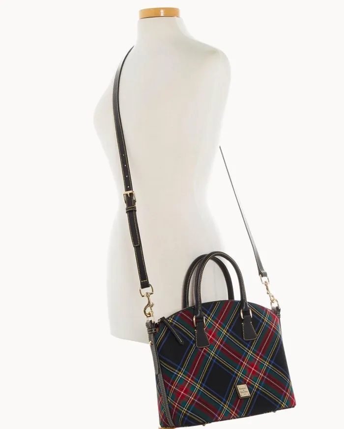 Tartan Domed Satchel Black Women Dooney and Bourke Satchels Tartan Domed Satchel Black Women Dooney and Bourke Satchels