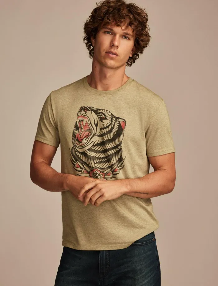 Tattoo Bear Capulet Olive Men Lucky Brand Graphic Tees