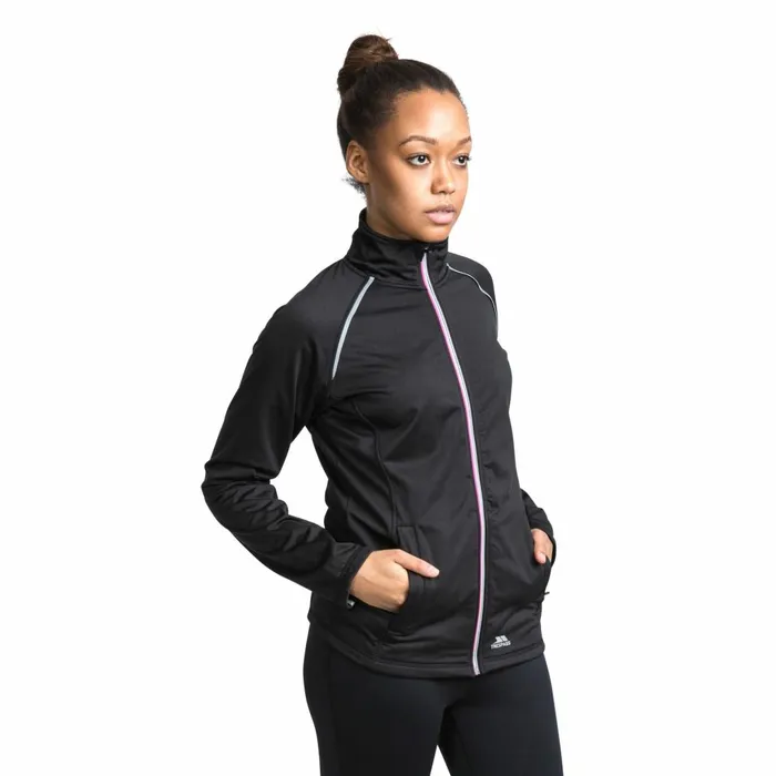 Teegan Active Jacket Black Women Trespass Gym and Sports Tops