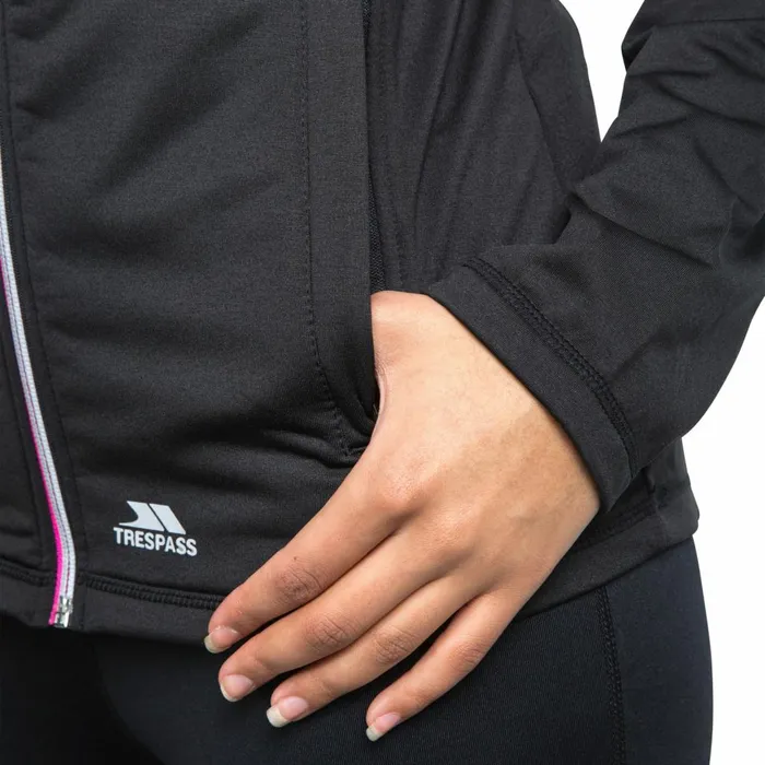 Teegan Active Jacket Black Women Trespass Gym and Sports Tops