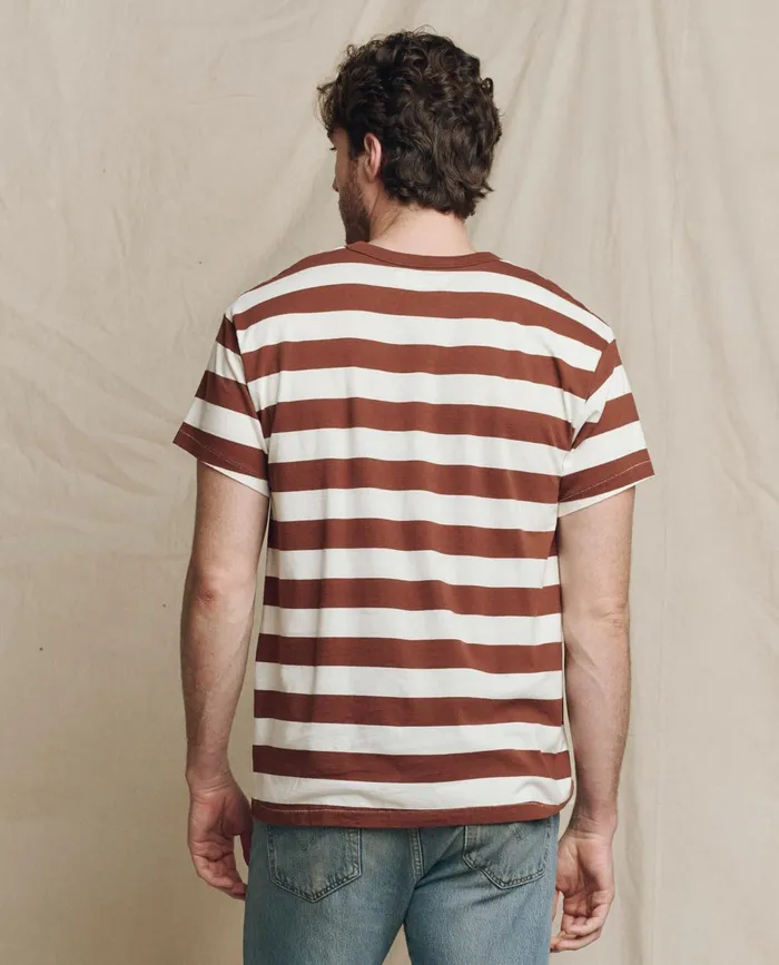 Tees and Sweats Men The Great The Men039s Boxy Crew Solid Cognac Stripe