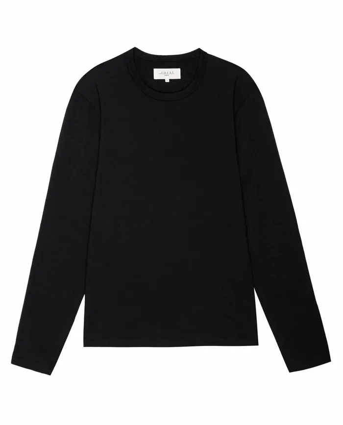 Tees and Sweats Men The Great The Men039s Pure Knits Long Sleeve Slim Crew Solid Almost Black
