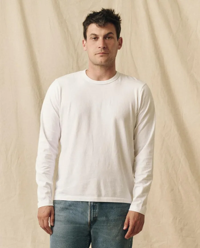 Tees and Sweats Men The Great The Men039s Pure Knits Long Sleeve Slim Crew True White