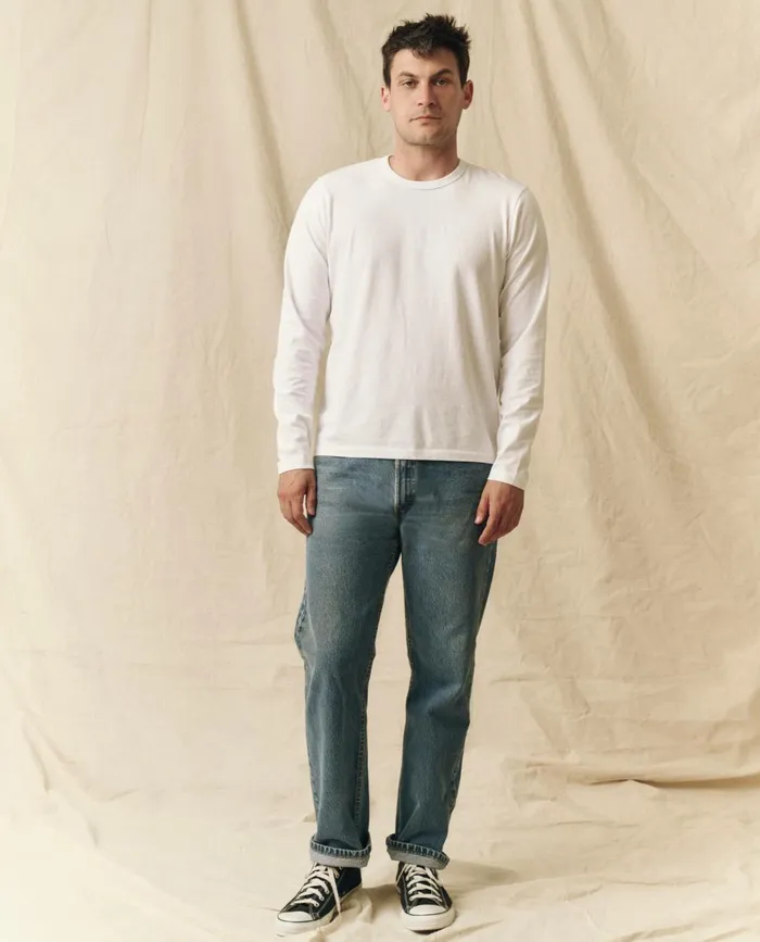 Tees and Sweats Men The Great The Men039s Pure Knits Long Sleeve Slim Crew True White