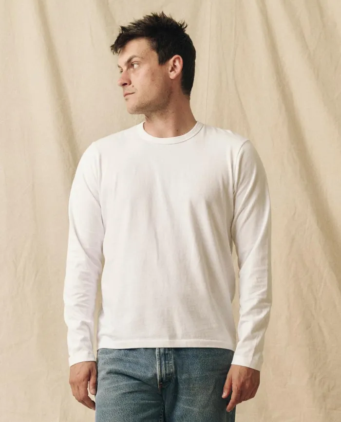 Tees and Sweats Men The Great The Men039s Pure Knits Long Sleeve Slim Crew True White