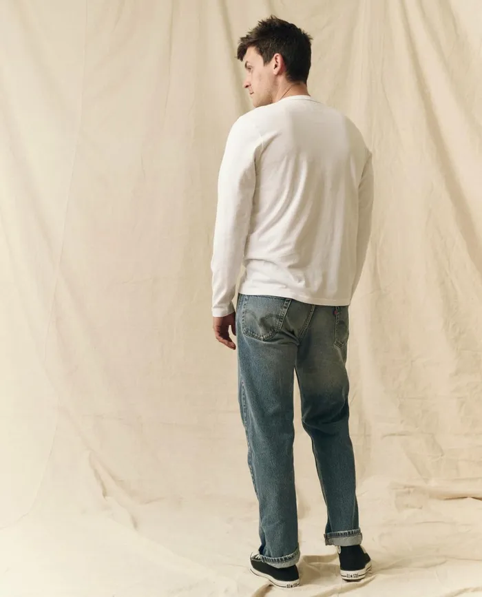 Tees and Sweats Men The Great The Men039s Pure Knits Long Sleeve Slim Crew True White