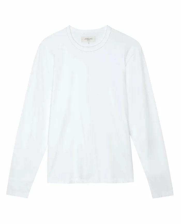 Tees and Sweats Men The Great The Men039s Pure Knits Long Sleeve Slim Crew True White