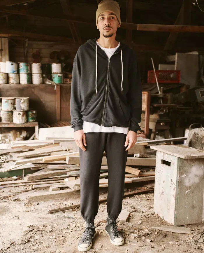 Tees and Sweats Men The Great The Men039s Zip Up Hoodie Almost Black