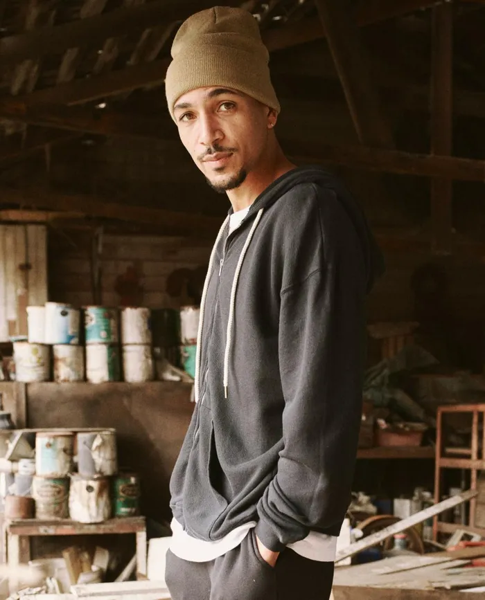 Tees and Sweats Men The Great The Men039s Zip Up Hoodie Almost Black