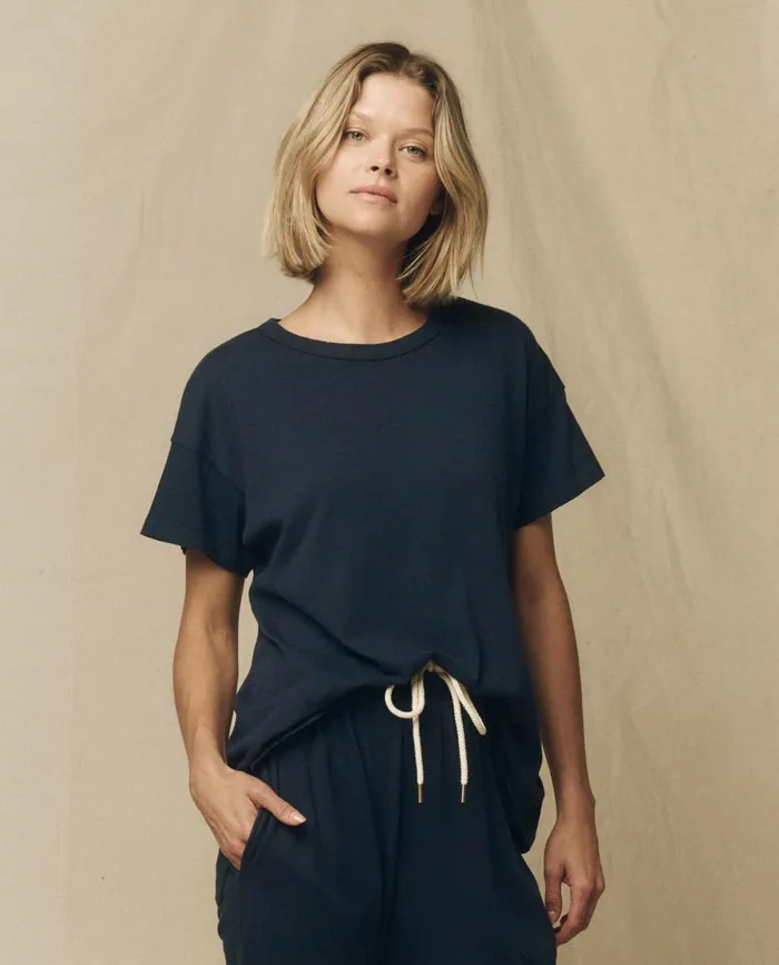Tees Women The Great The Boxy Crew Solid True Navy Tees Women The Great The Boxy Crew Solid True Navy