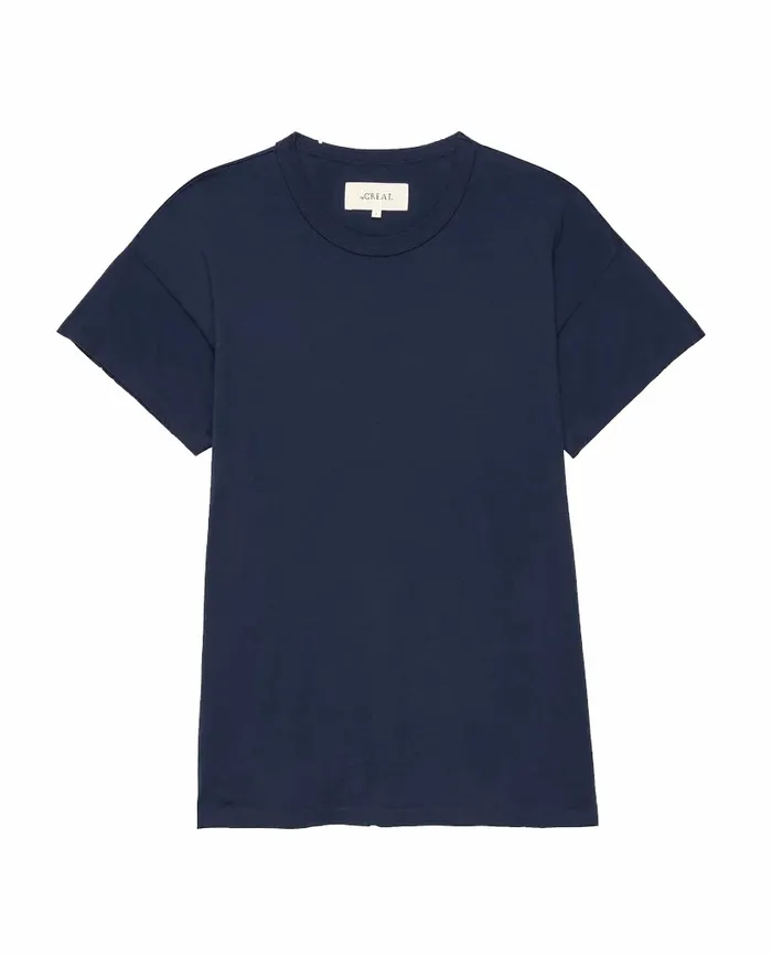 Tees Women The Great The Boxy Crew Solid True Navy Tees Women The Great The Boxy Crew Solid True Navy