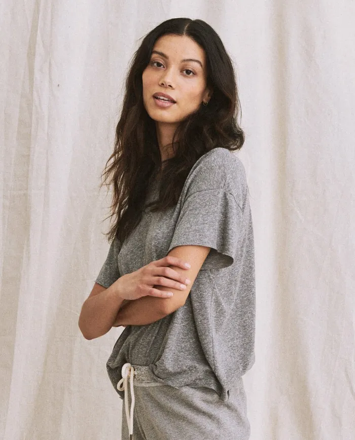 Tees Women The Great The Crop Tee Solid Heather Grey