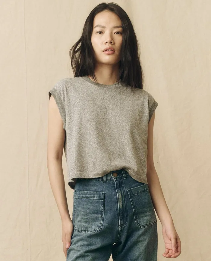 Tees Women The Great The Square Tee Heather Grey