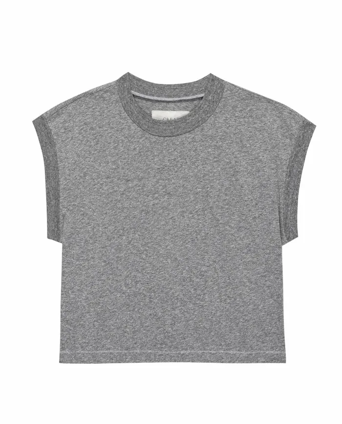 Tees Women The Great The Square Tee Heather Grey Tees Women The Great The Square Tee Heather Grey