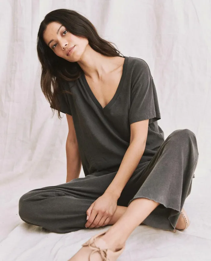 Tees Women The Great The V Washed Black Tees Women The Great The V Washed Black