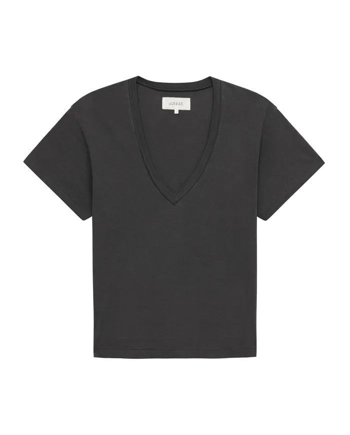 Tees Women The Great The V Washed Black Tees Women The Great The V Washed Black