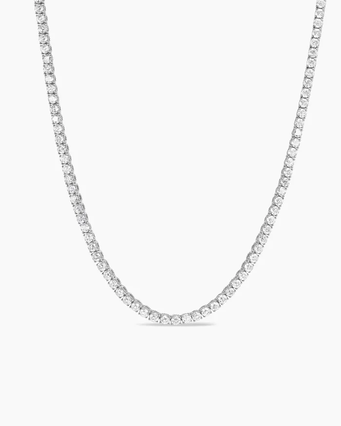 Tennis Necklace In 18K White Gold With Diamonds 3mm Women David Yurman Chain