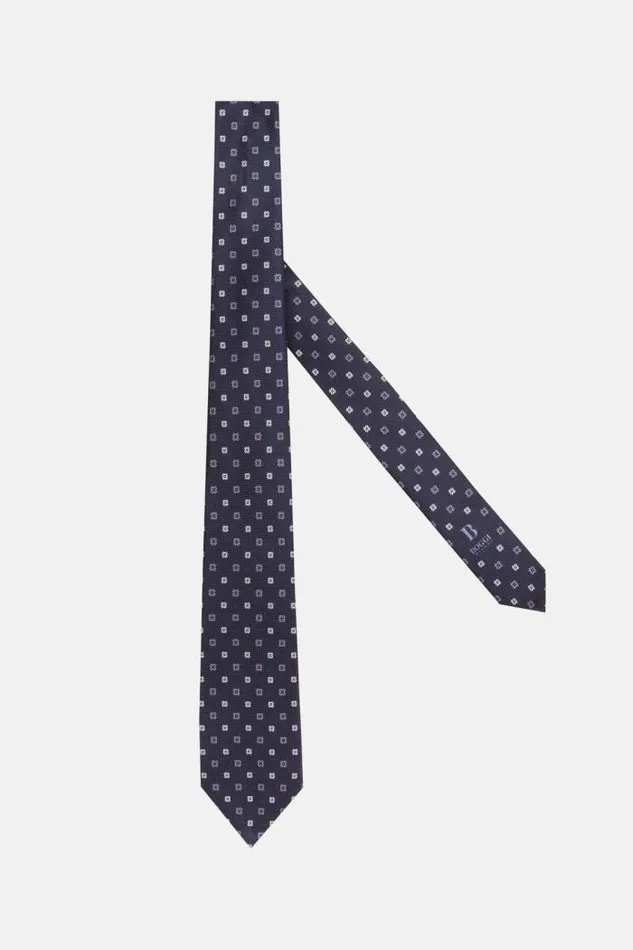 Ties Men Boggi Milano Micro Patterned Silk Tie Navy Blue