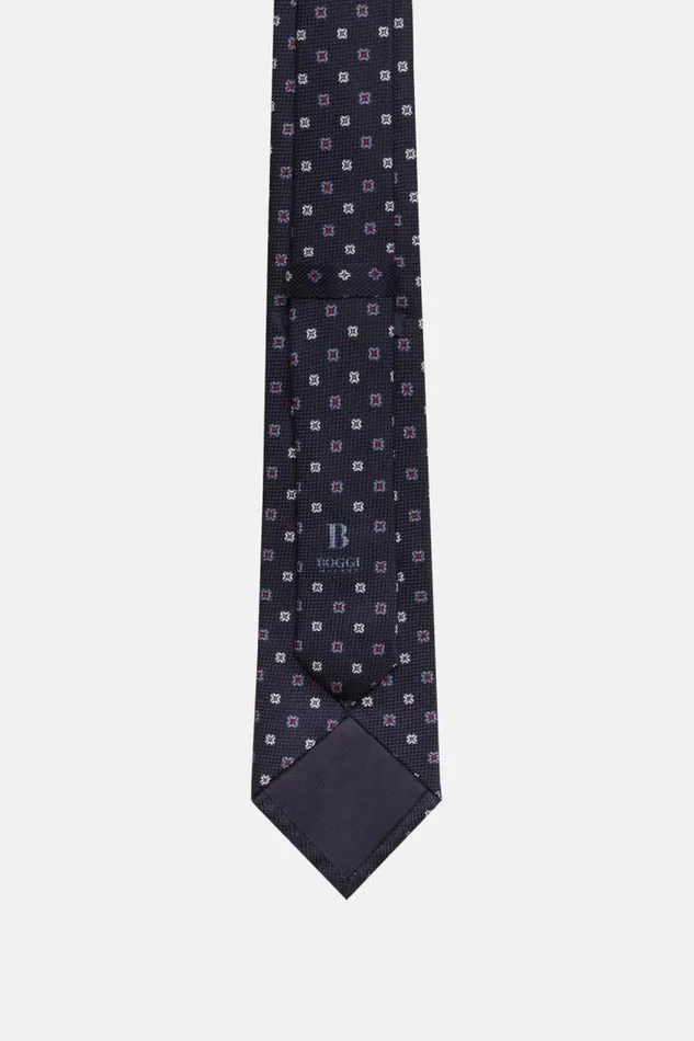 Ties Men Boggi Milano Micro Patterned Silk Tie Navy Blue