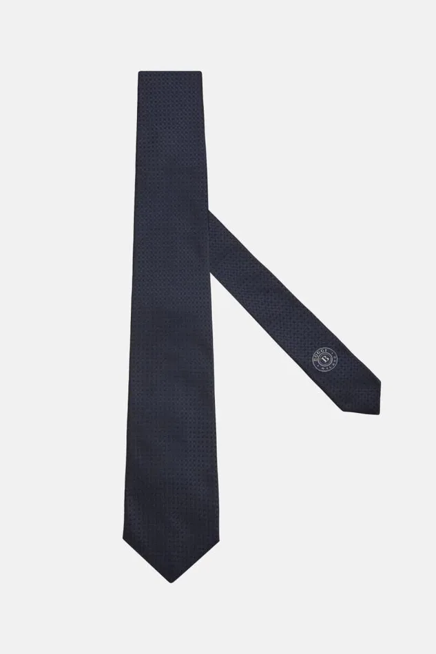 Ties Men Boggi Milano Silk Jacquard Tie Navy Blue