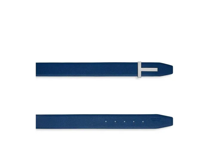 TOM FORD Belts Men SMALL GRAIN LEATHER T ICON BELT Black Ultramarine TOM FORD Belts Men SMALL GRAIN LEATHER T ICON BELT Black Ultramarine