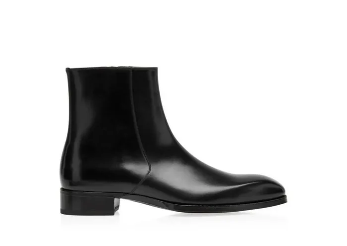 TOM FORD Boots Men BURNISHED LEATHER ELKAN ZIP BOOT Black