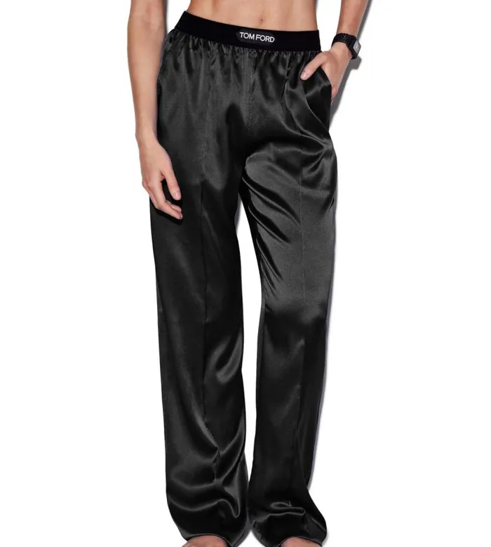 TOM FORD Bottoms Women STRETCH SILK SATIN PJ PANTS Black