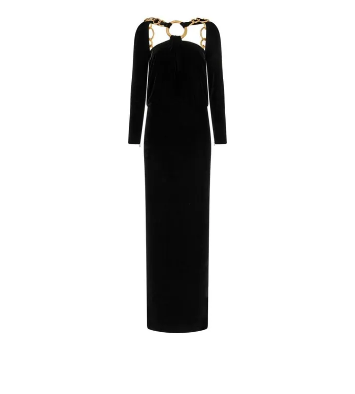TOM FORD Dresses Women VELVET OPEN BACK GOWN WITH CHAIN Black