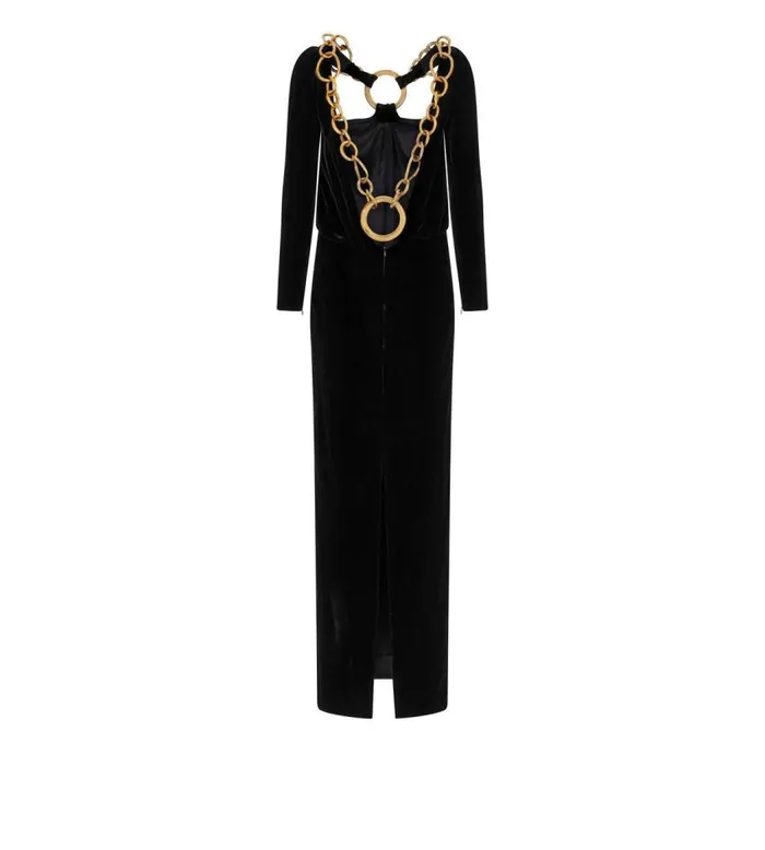 TOM FORD Dresses Women VELVET OPEN BACK GOWN WITH CHAIN Black TOM FORD Dresses Women VELVET OPEN BACK GOWN WITH CHAIN Black